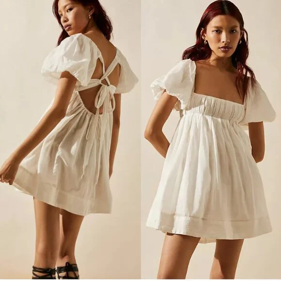Free People | Dresses | Nwt Free People Marina Mini Dress Ivory White  Lightweight Crinkle Gauze Size S | Poshmark